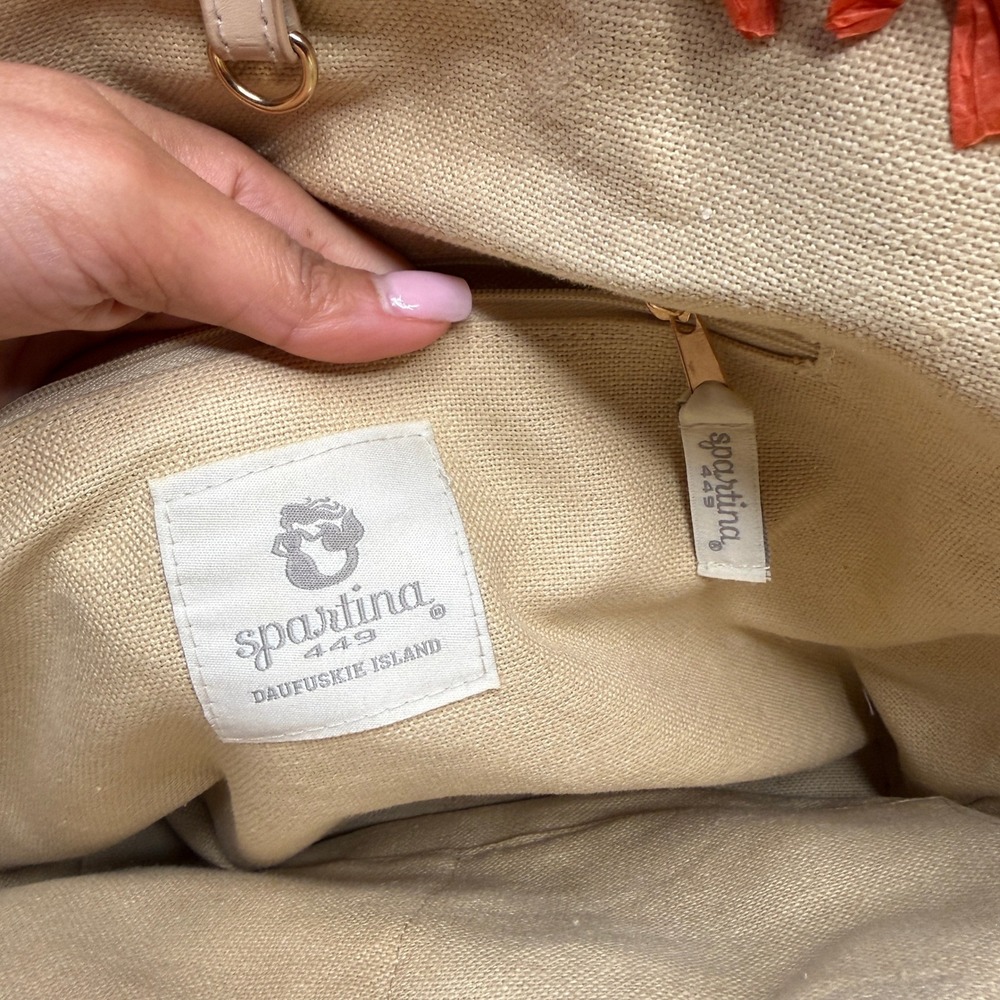 Spartina 449 Daufuskie Island Straw Tote Bag Women's Large‎ Pink Orange Woven - Picture 4 of 9